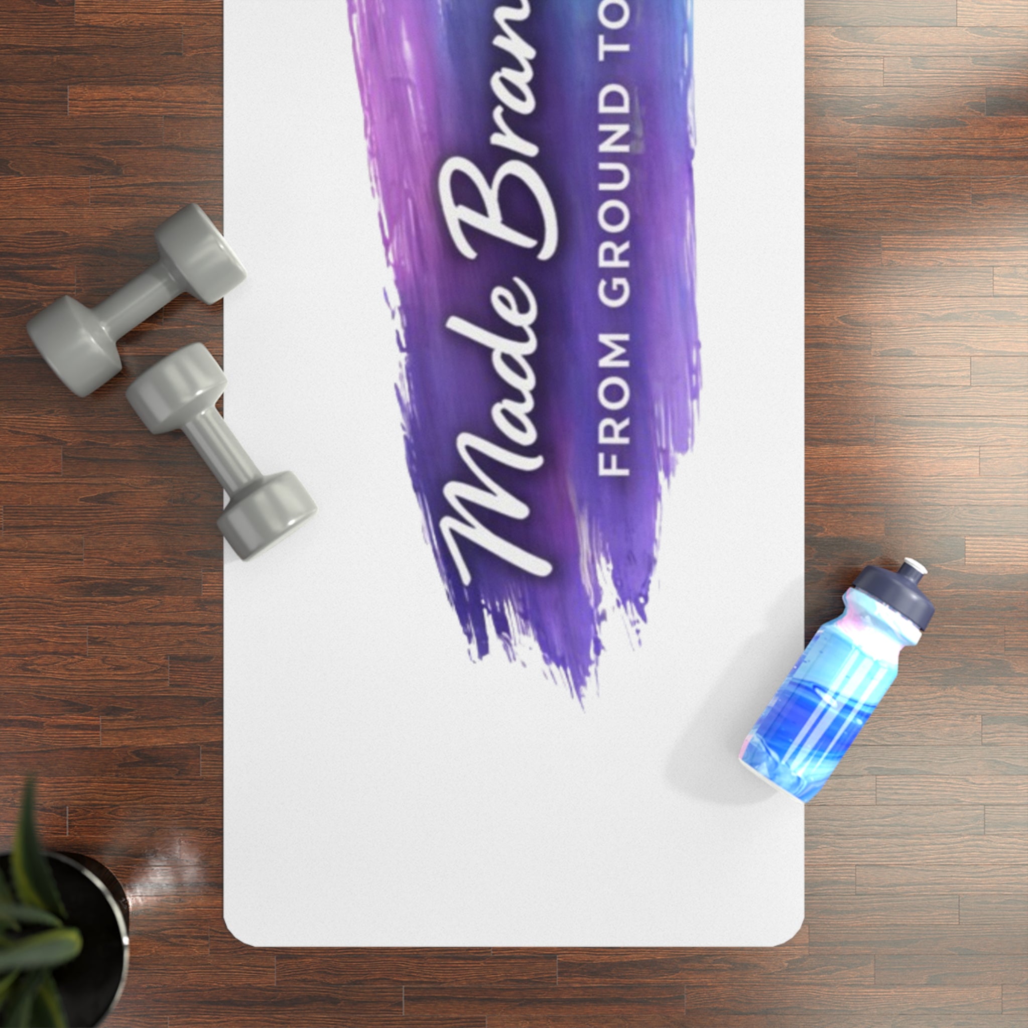 Rubber Yoga Mat — “Made Brand New - From Ground to Grace" Brushstroke Design