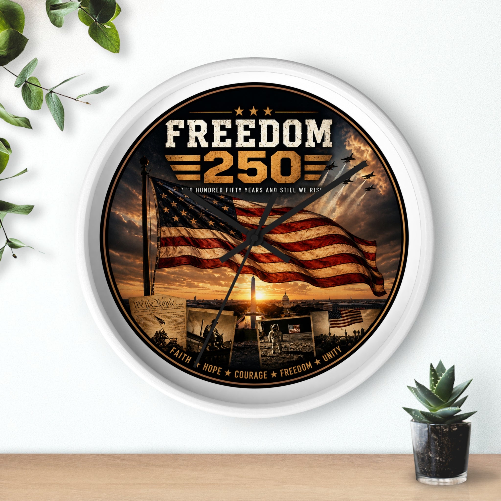 America 250th Anniversary Wall Clock — Patriotic Photo Commemorative Clock