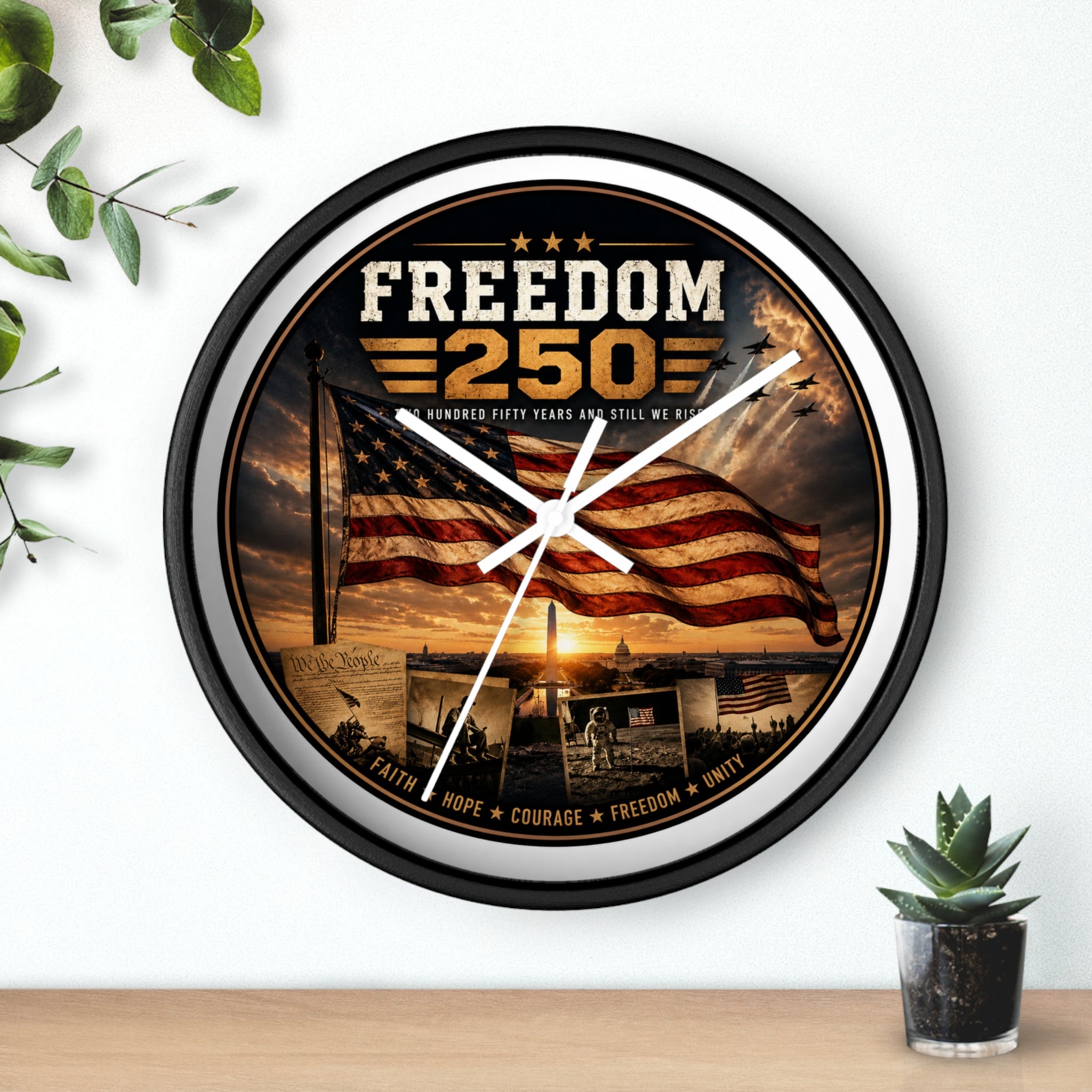 America 250th Anniversary Wall Clock — Patriotic Photo Commemorative Clock