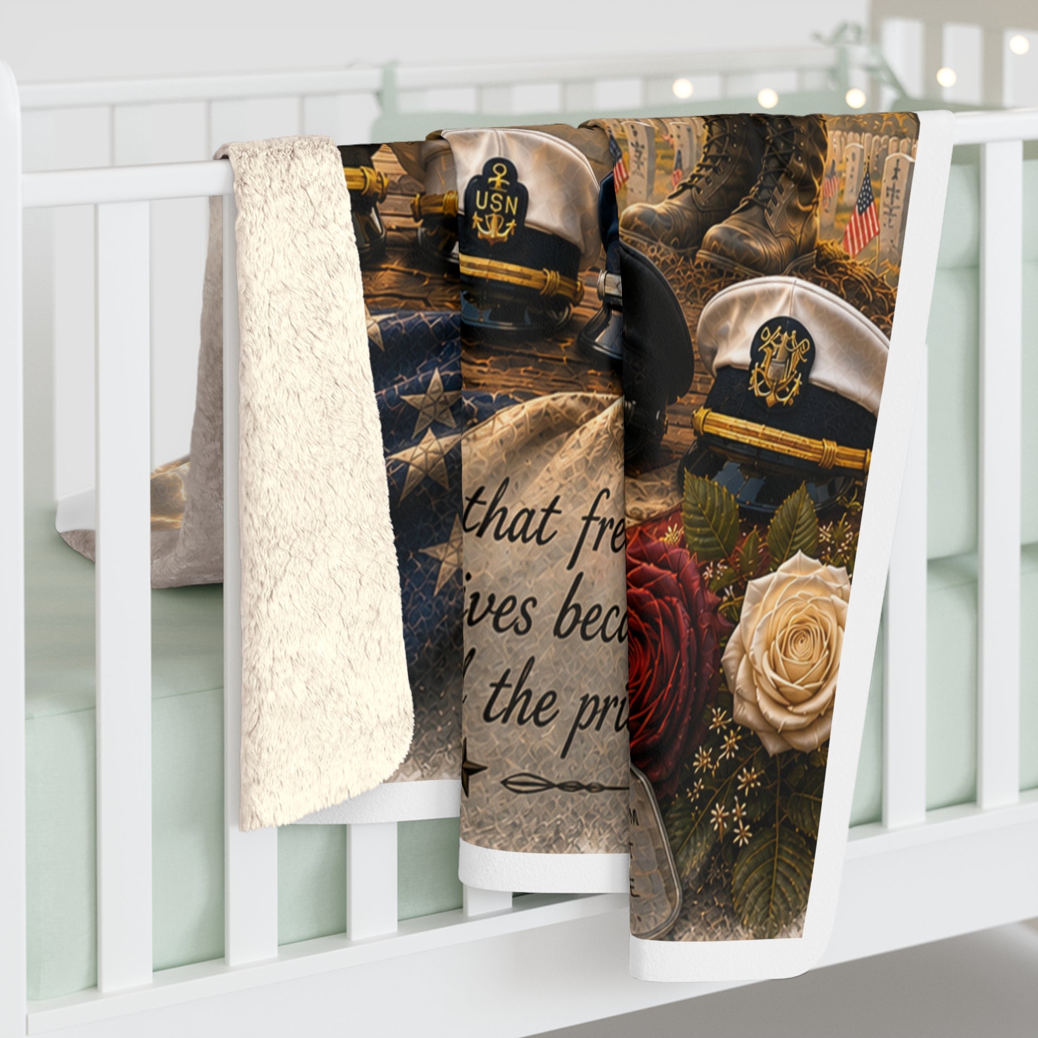 We Remember Military Tribute Sherpa Fleece Blanket — Honoring All Branches