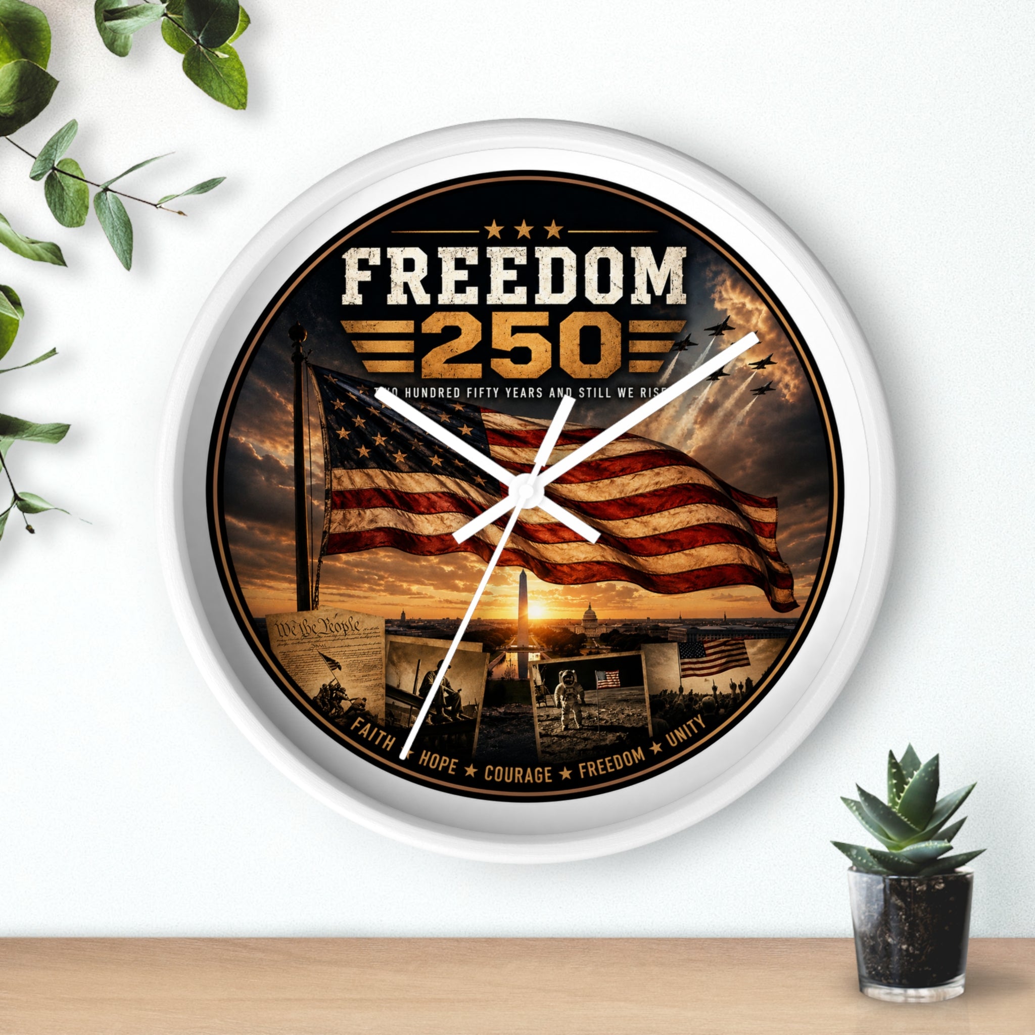 America 250th Anniversary Wall Clock — Patriotic Photo Commemorative Clock