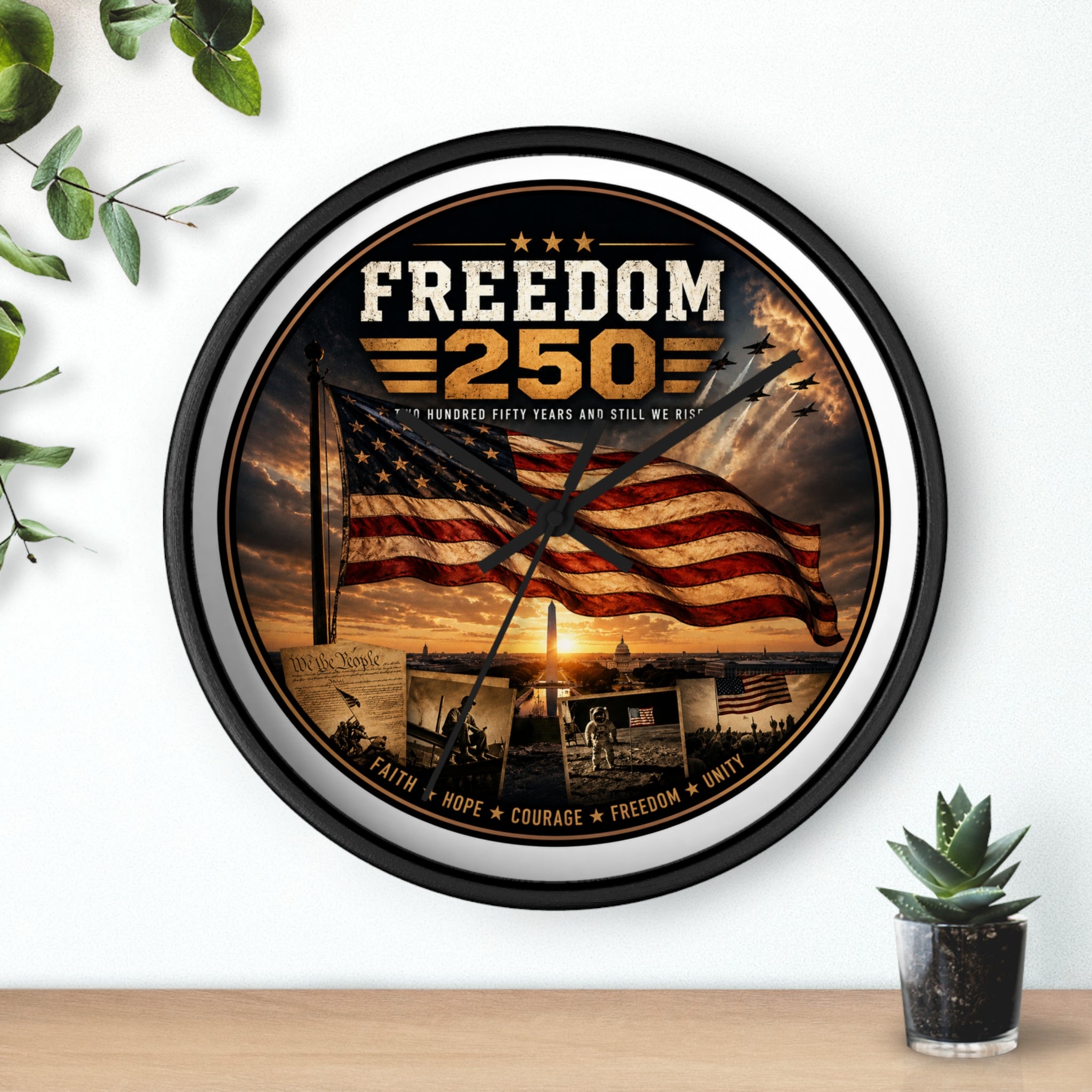 America 250th Anniversary Wall Clock — Patriotic Photo Commemorative Clock