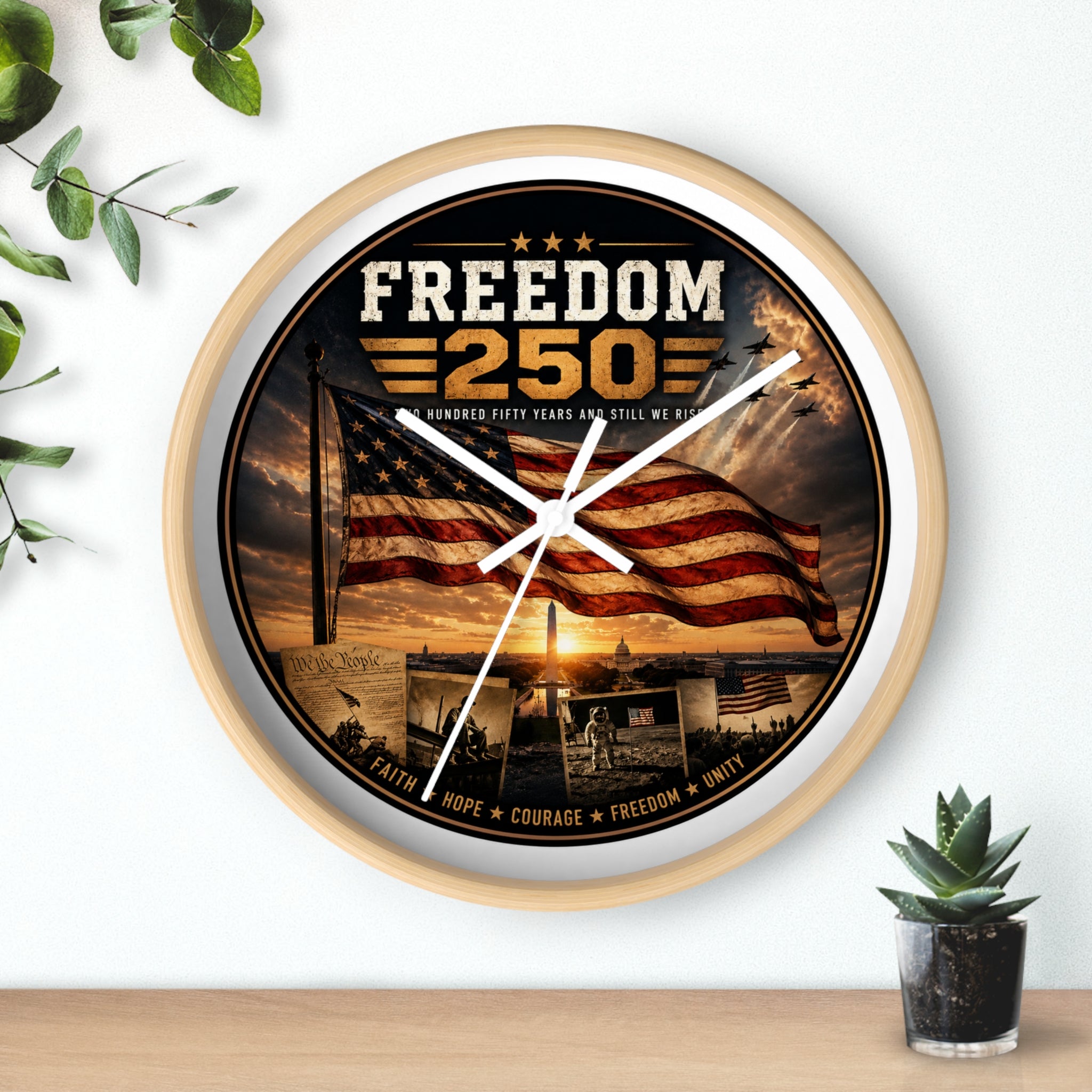 America 250th Anniversary Wall Clock — Patriotic Photo Commemorative Clock