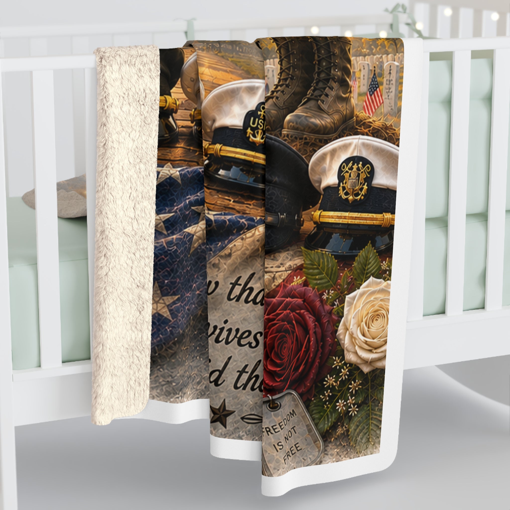 We Remember Military Tribute Sherpa Fleece Blanket — Honoring All Branches